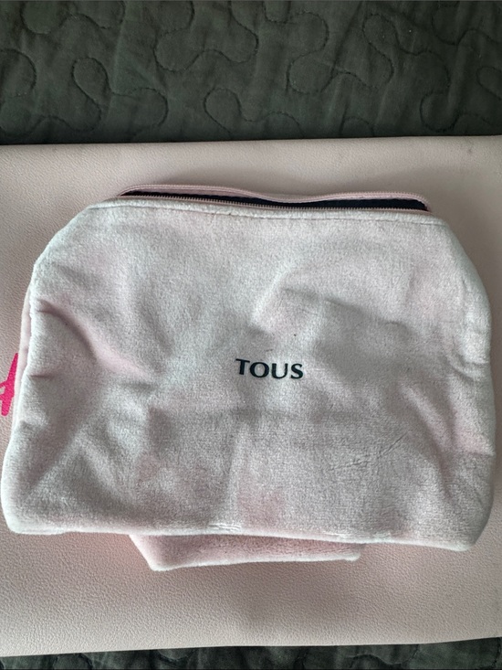 Tous Handbags - TOUS Pale Pink Velvet Makeup Pouch with Logo